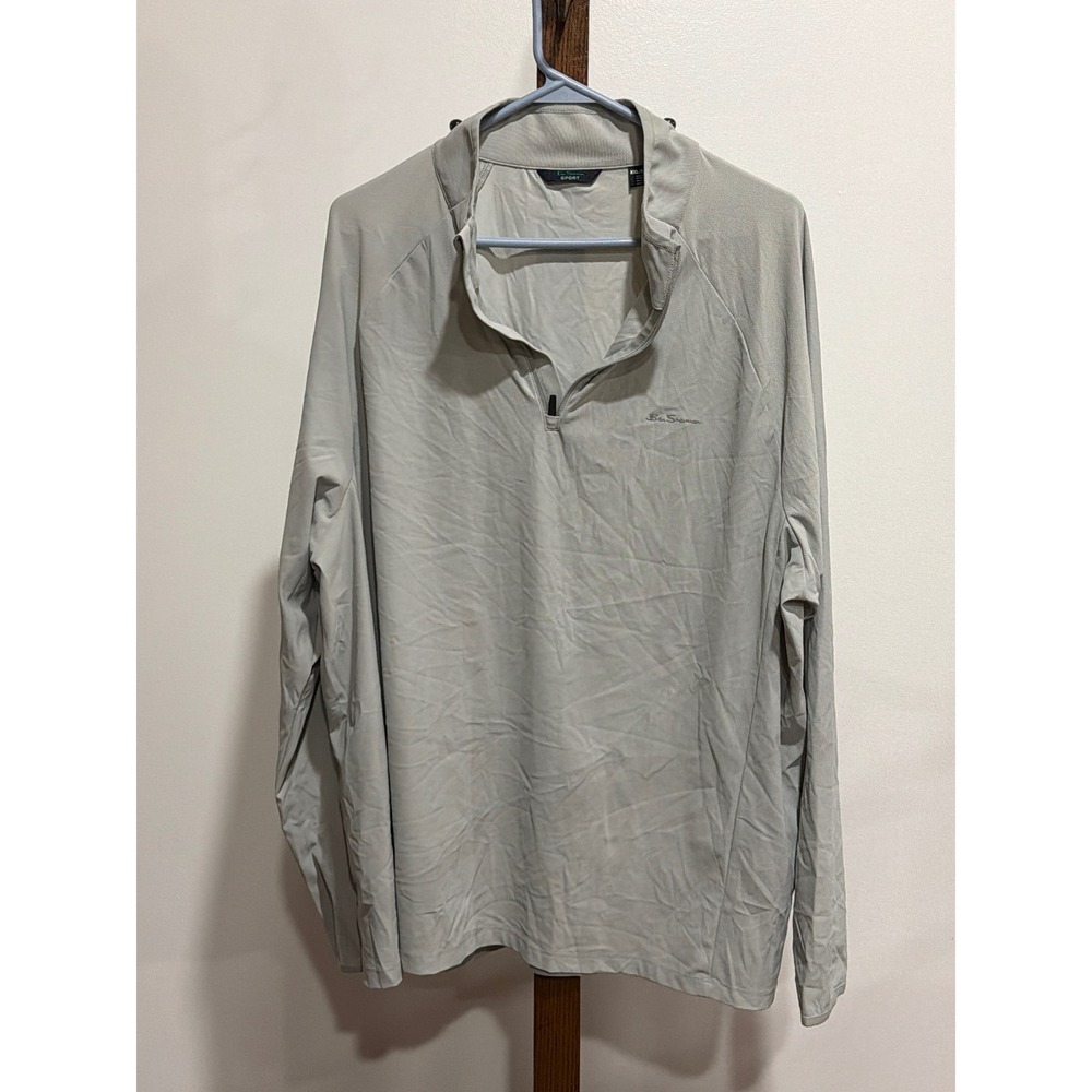 Ben Sherman Sport Mens XXL Gray Quarter Zip Pullover LS Gorpcore Hiking Layering